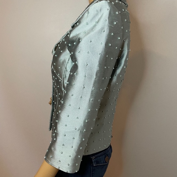 Baby blue 100% silk beaded sixties vintage jacket! - Picture 7 of 11
